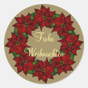 Adesivo Redondo Frohe Weihnachten - Weihnachtsstern Motiv