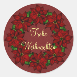 Adesivo Redondo Frohe Weihnachten - Weihnachtsstern Motive