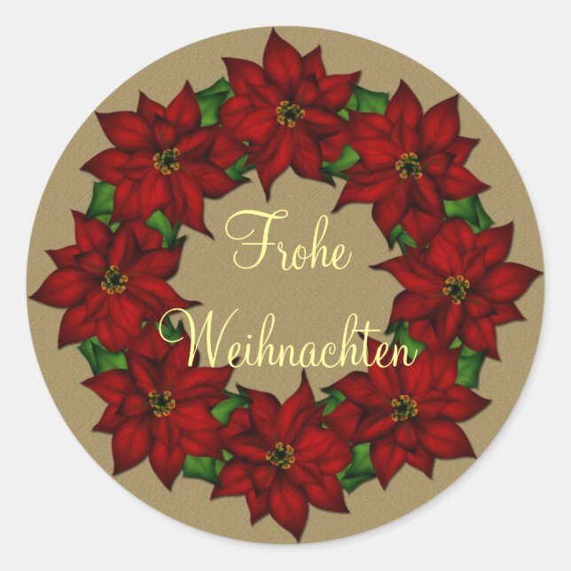 Adesivo Redondo Frohe Weihnachten - Weihnachtsstern Motive (Frente)