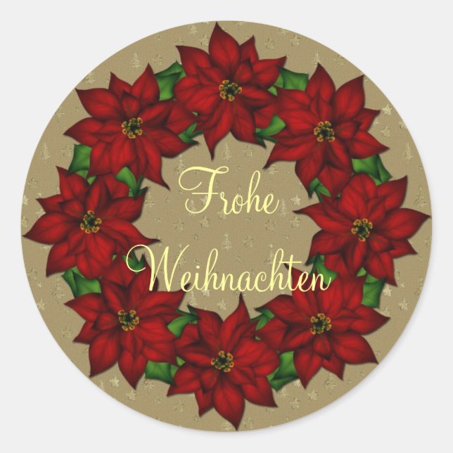Adesivo Redondo Frohe Weihnachten - Weihnachtsstern Motive (Frente)
