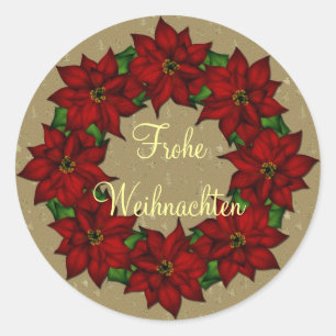 Adesivo Redondo Frohe Weihnachten - Weihnachtsstern Motive
