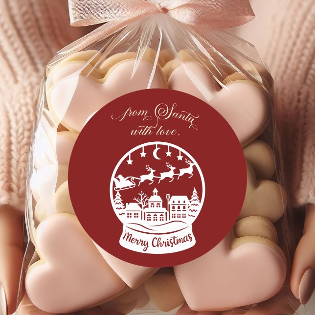 Adesivo Redondo From Santa With Love Snow Globe Santa (Criador carregado)