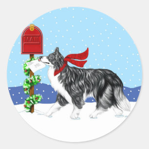 Adesivo Redondo Fronteira de Natal: Collie Mail