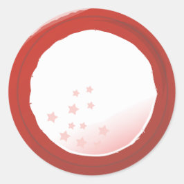 Adesivo Redondo Fronteira Vermelha Distante com Estrelas Escuras 4