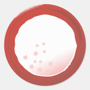 Adesivo Redondo Fronteira Vermelha Distante com Estrelas Escuras 4