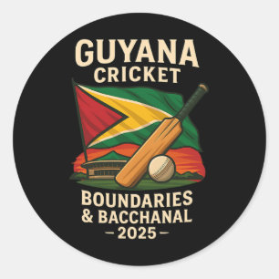 Adesivo Redondo Fronteiras do Cricket da Guiana 2025 e Canal Carib