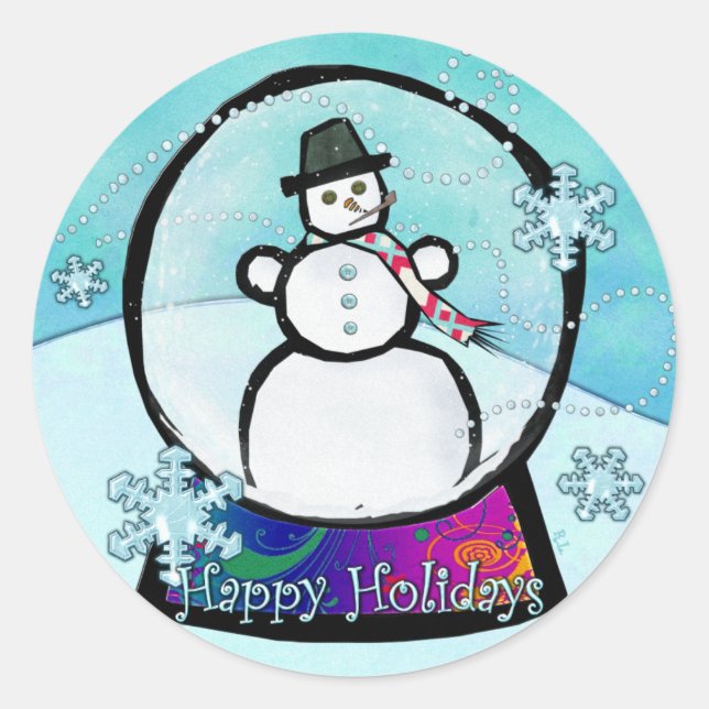 Adesivo Redondo Frost Man Snow Globe Art (Frente)
