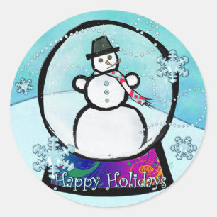 Adesivo Redondo Frost Man Snow Globe Art