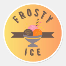 Adesivo Redondo Frosty Ice – Logotipo de Sundae de Sorvete Retro