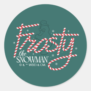 Adesivo Redondo Frosty the Snowman Candy Cane Logo