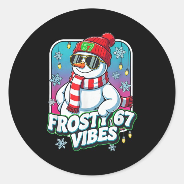 Adesivo Redondo Frosty Vibes 67 Snowman Christmas  (Frente)