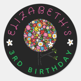 Adesivo Redondo Frota Colorida de Flores de Pop