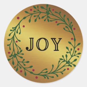 Adesivo Redondo Frota De Twigs E Berries - Folha De Ouro - Alegria