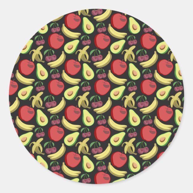 Adesivo Redondo Fruit seamless pattern | colorful tropical fruit (Frente)