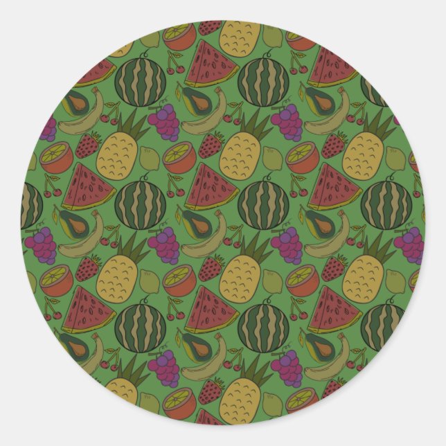 Adesivo Redondo Fruit seamless pattern | Fruit surface pattern 19 (Frente)
