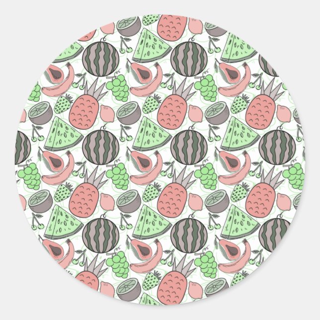 Adesivo Redondo Fruit seamless pattern | Fruit surface pattern 53 (Frente)