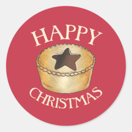 Adesivo Redondo FRUTA britânica Mince Pie Feliz Natal