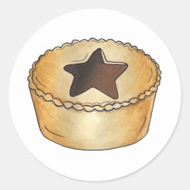 Adesivo Redondo FRUTA britânica Mince Pie Feliz Natal