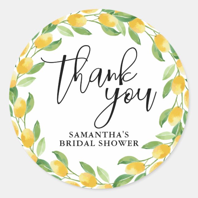 Adesivo Redondo Fruta cítrica de limão em aquarela (Frente)