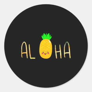Adesivo Redondo Fruta de abacaxi Aloha Beaches Hawaii - Havaí