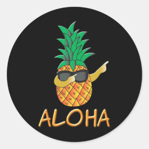 Adesivo Redondo Fruta de abacaxi Aloha Beaches Hawaii - Surf novo