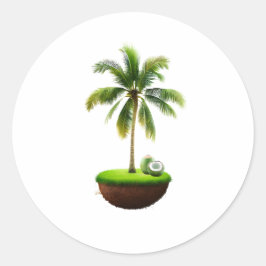 Adesivo Redondo Fruta de Árvore de Coco