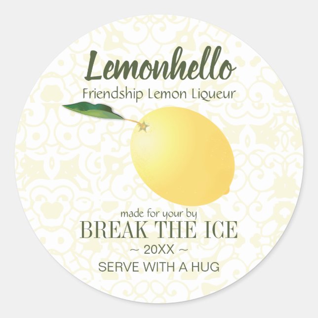 Adesivo Redondo Fruta de citrinos limão | Amizade Olá Engraçado (Frente)