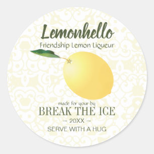 Adesivo Redondo Fruta de citrinos limão   Amizade Olá Engraçado