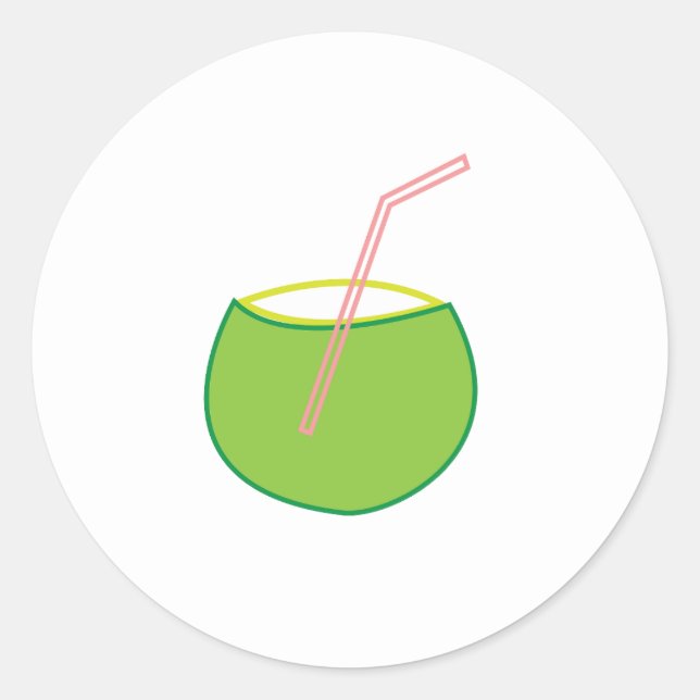 Adesivo Redondo Fruta De Coco De Água (Frente)