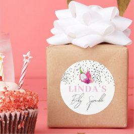 Adesivo Redondo Fruta de Dragão do Bebê Personalizado Pitaya