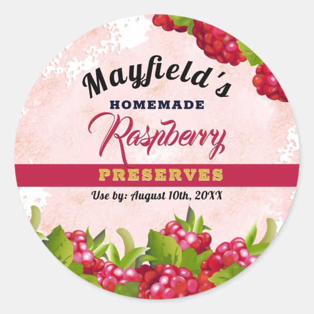 Adesivo Redondo Fruta de framboesa | Rótulo de emperramento (Frente)