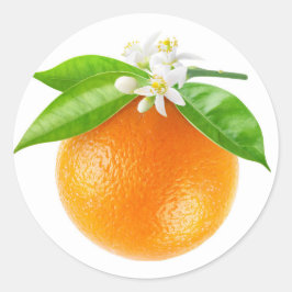 Adesivo Redondo Fruta de laranja e flores