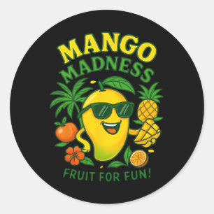 Adesivo Redondo Fruta de Manga Engraçada Mangas Férias de Verão Pa