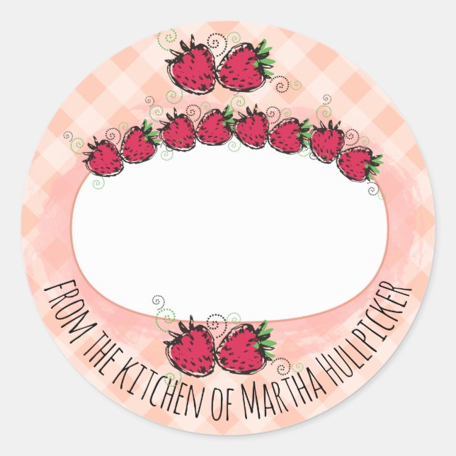 Adesivo Redondo fruta de morangos da cozinha da conservas (Frente)