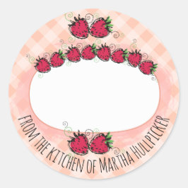 Adesivo Redondo fruta de morangos da cozinha da conservas