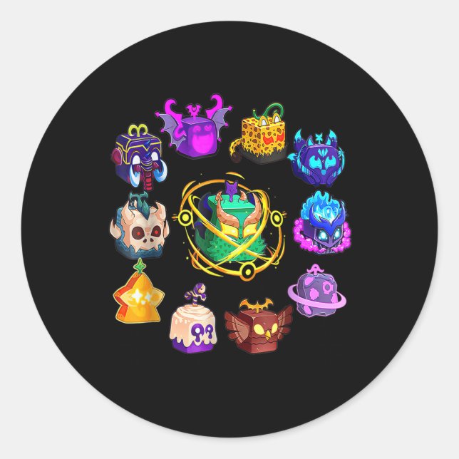 Adesivo Redondo Fruta De Sangue De Mitos Para O Aniversário (Frente)