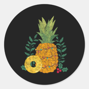 Adesivo Redondo Fruta de Verão Havaiano Abacaxi Natal Tropical