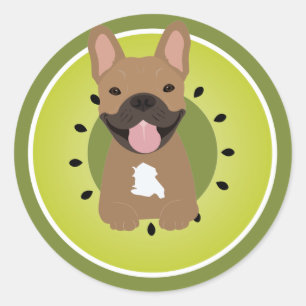 Adesivo Redondo Fruta do Buldogue Francês Kiwi