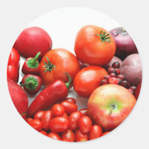 Adesivo Redondo Fruta e vegetais vermelhos