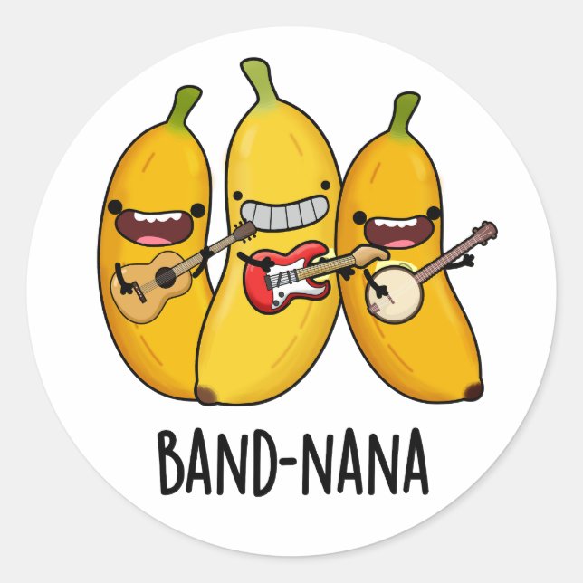 Adesivo Redondo Fruta Engraçado da banda Banana Pun (Frente)