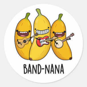 Adesivo Redondo Fruta Engraçado da banda Banana Pun