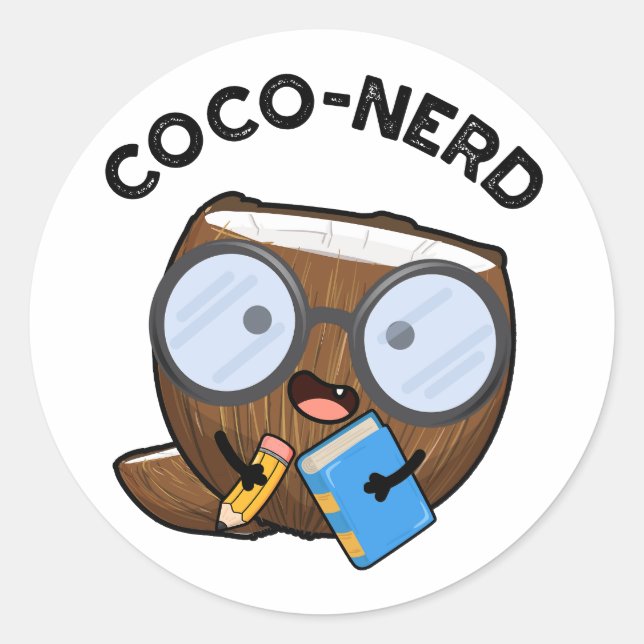 Adesivo Redondo Fruta Engraçado nerd Coquinho do Coco (Frente)