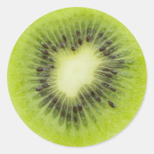 Adesivo Redondo Fruta fresca de kiwi. Fechamento de fatias redonda