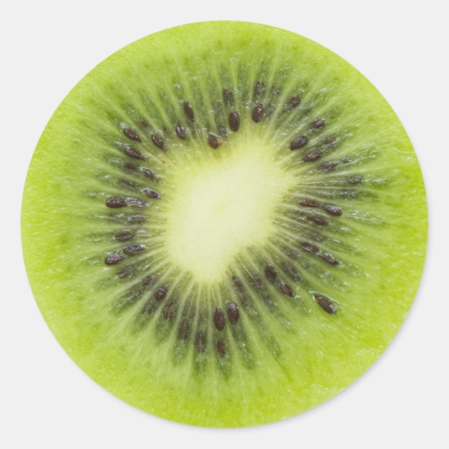 Adesivo Redondo Fruta fresca de kiwi. Fechamento de fatias redonda (Frente)
