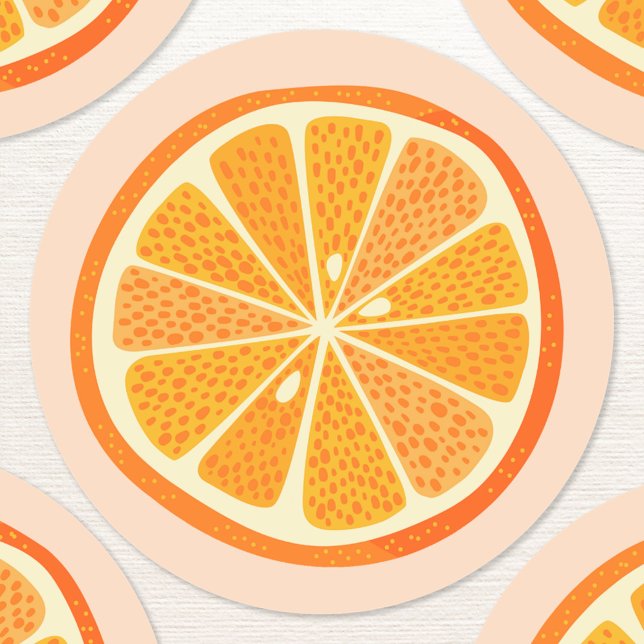 Adesivo Redondo Fruta Laranja Cítrica (Fun citrus orange slice stickers)