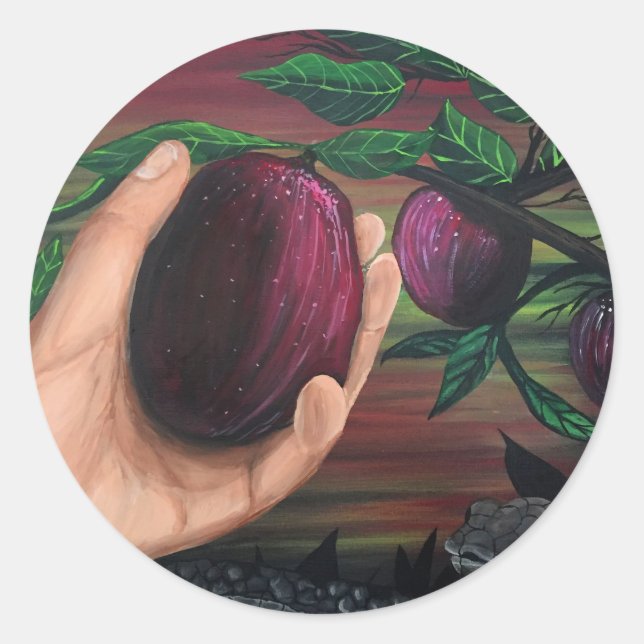 Adesivo Redondo Fruta proibida (Frente)