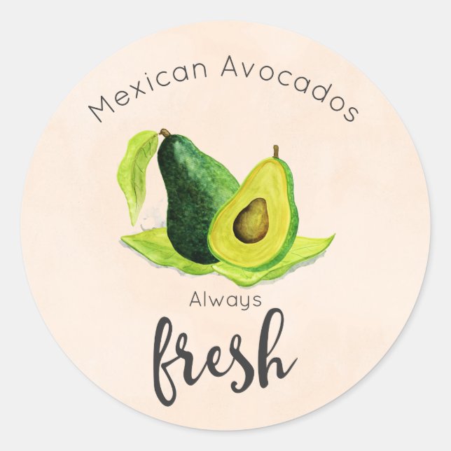 Adesivo Redondo Fruta Verde Avocado para o resto da vida em aquare (Frente)