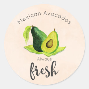Adesivo Redondo Fruta Verde Avocado para o resto da vida em aquare