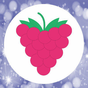 Adesivo Redondo Fruta Vermelha Framboesa Rosa