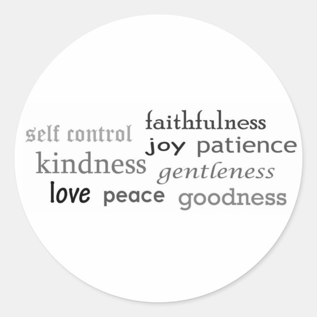 Adesivo Redondo Frutas do Espírito, Galatianos 5:22-23 (Frente)
